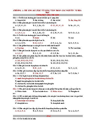 100 Câu hỏi trắc nghiệm ôn tập Hóa học 9 - Chương III: Phi kim. Sơ lược về bảng tuần hoàn các nguyên tố hóa học (Có đáp án)