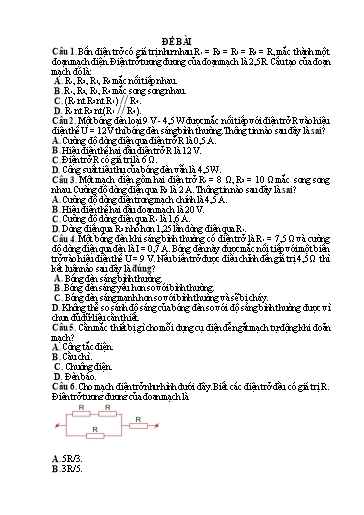 25 Câu hỏi trắc nghiệm ôn tập Vật lý Lớp 9