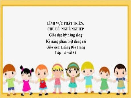 Bài giảng Mầm non Lớp Chồi - Chủ đề: Nghề nghiệp - Đề tài: Kỹ năng phân biệt đúng sai - Năm học 2024-2025 - Hoàng Bảo Trang