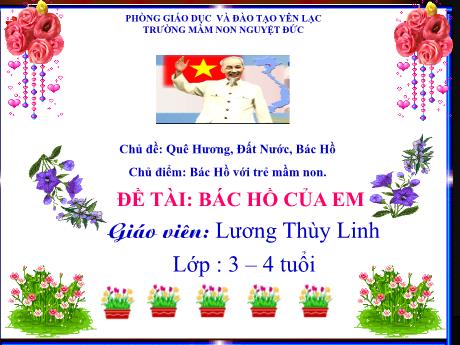 Bài giảng Mầm non Lớp Mầm - Lĩnh vực phát triển nhận thức - Chủ đề: Quê hương. Đất nước. Bác Hồ - Chủ điểm: Bác Hồ với trẻ mầm non - Đề tài: Bác Hồ của em - Lương Thùy Linh