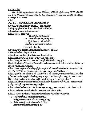 Đề cương ôn tập môn Ngữ văn Lớp 8