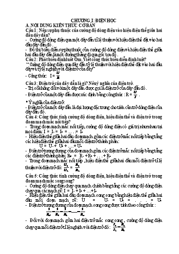 Đề cương ôn tập Vật lí 9 - Trường THCS Yên Kỳ