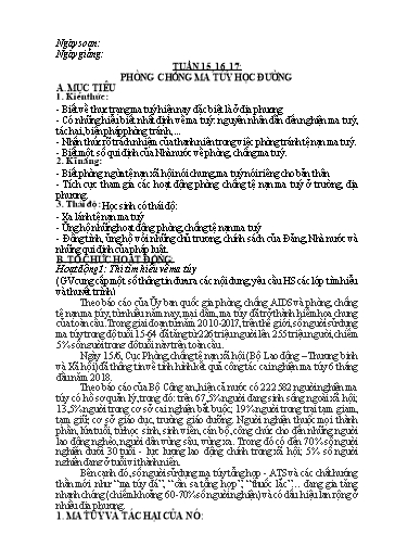 Giáo án Kĩ năng sống - Tuần 15+16+17: Phòng chống ma túy học đường