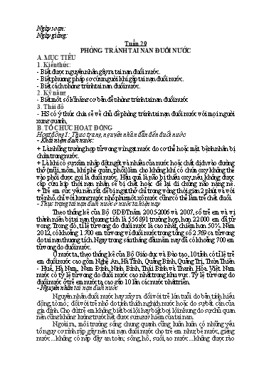 Giáo án Kĩ năng sống - Tuần 29: Phòng tránh tai nạn đuối nước