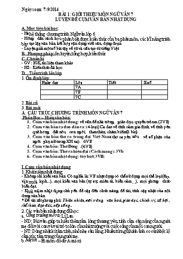 Giáo án môn Ngữ văn Lớp 7 - Bài 1 đến 7