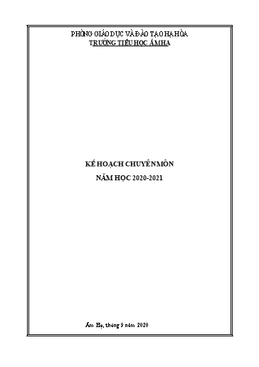 Kế hoạch chuyên môn năm học 2020-2021 - Trường Tiểu học Âm Hạ