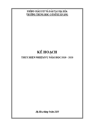 Kế hoạch Thực hiện nhiệm vụ năm học 2019-2020 - Trường THCS Xuân Áng