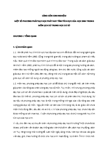 SKKN Một số phương pháp dạy học phát huy tính tích cực của học sinh trong môn Lịch sử Trung học cơ sở