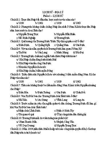 Tổng hợp các câu hỏi trắc nghiệm ôn tập Lịch sử & Địa lí Lớp 5 (Có đáp án)